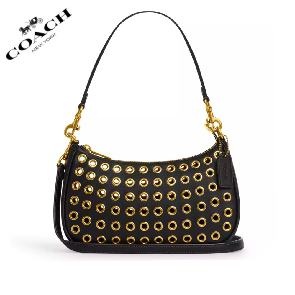 NWT COACH Teri Leather Shoulder Bag With Grommets - Picture 1 of 10